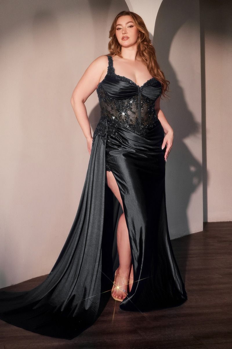 Satin Sash & Flattering Leg Slit Dress