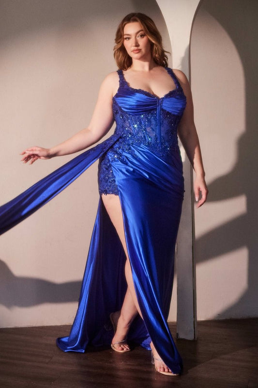 Satin Sash & Flattering Leg Slit Dress