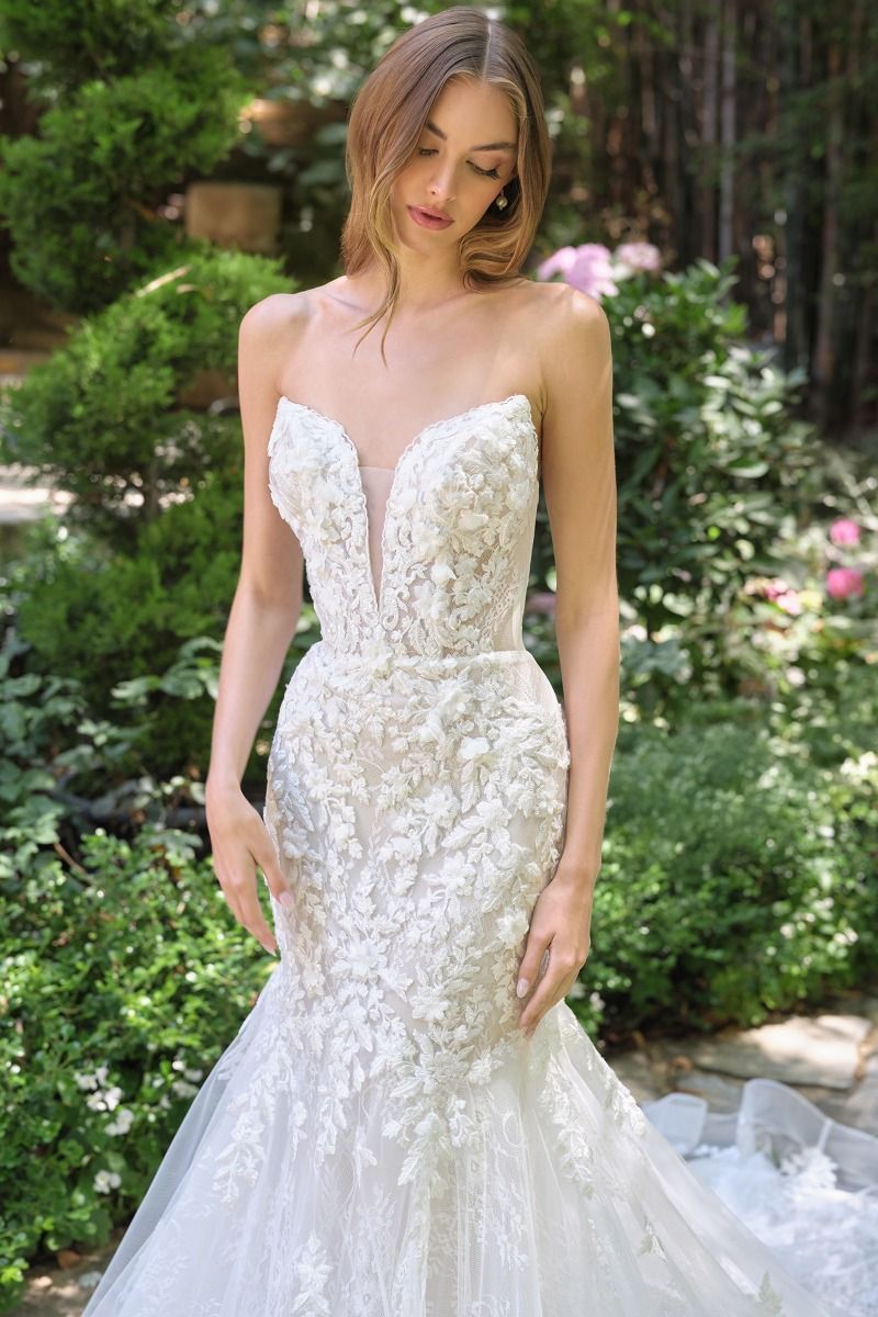 Mermaid Gown With Strapless Lace-Up Closure