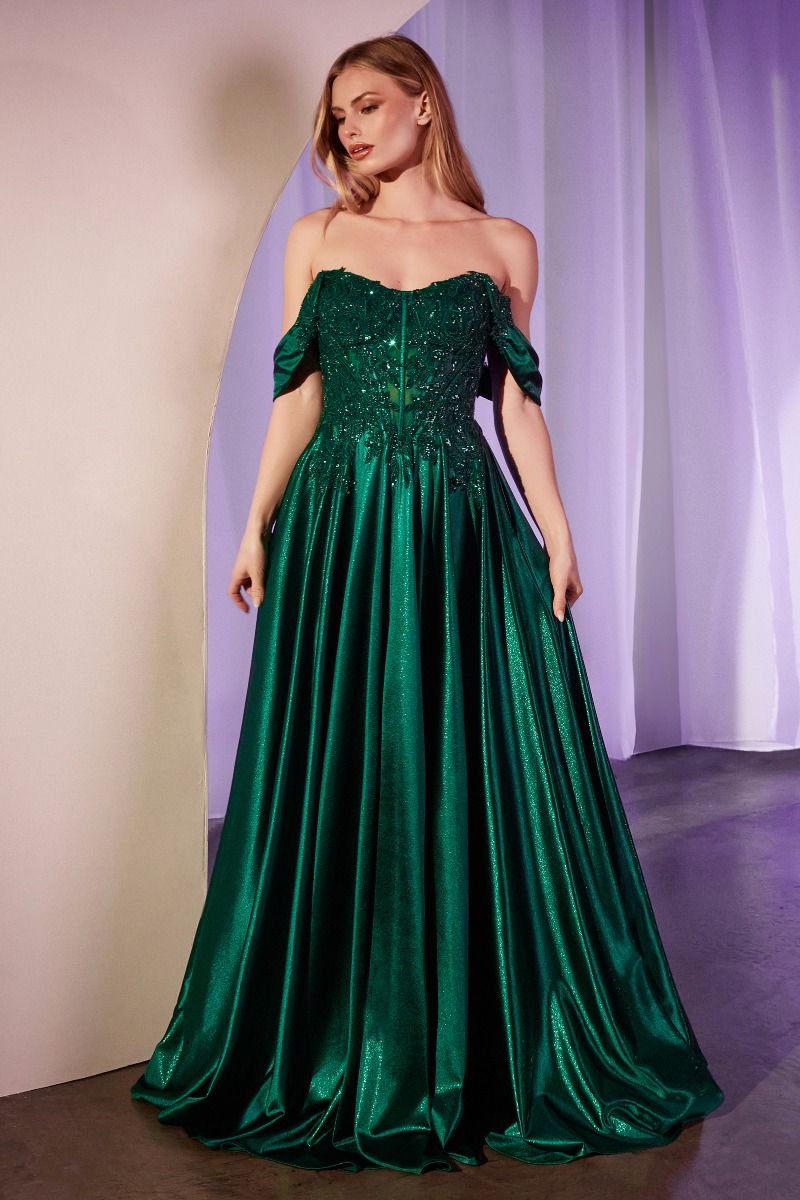 Off The Shoulder Lace & Satin A-Line Dress - 5 Colors Available